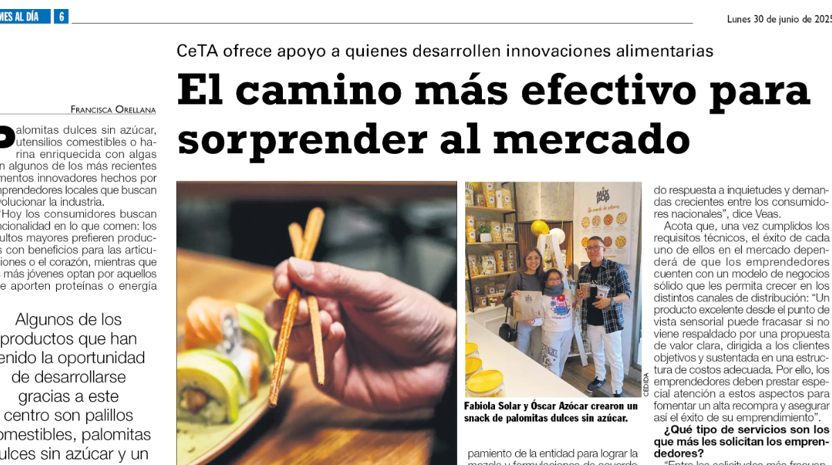 Alimentos innovadores desarrollados en CeTA destacados en Mercado Mayorista de LUN